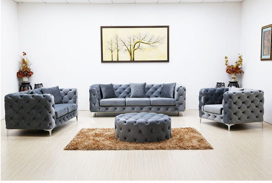 Chesterfield Velvet Sofa Set