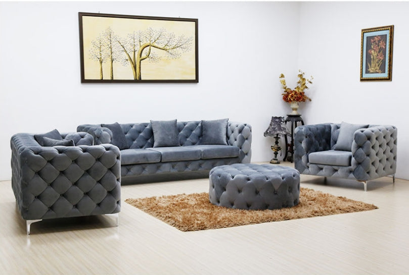 Chesterfield Velvet Sofa Set